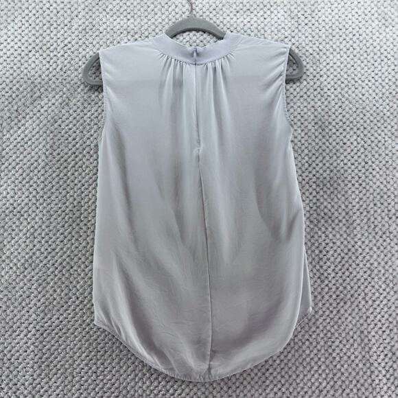 Vince Top Womens XS Blue Silk Mock Neck Sleeveless Lightweight Zip Closure - Picture 5 of 13
